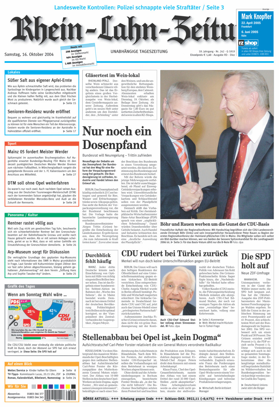 Rhein-Lahn-Zeitung Diez (Archiv) vom Samstag, 16.10.2004