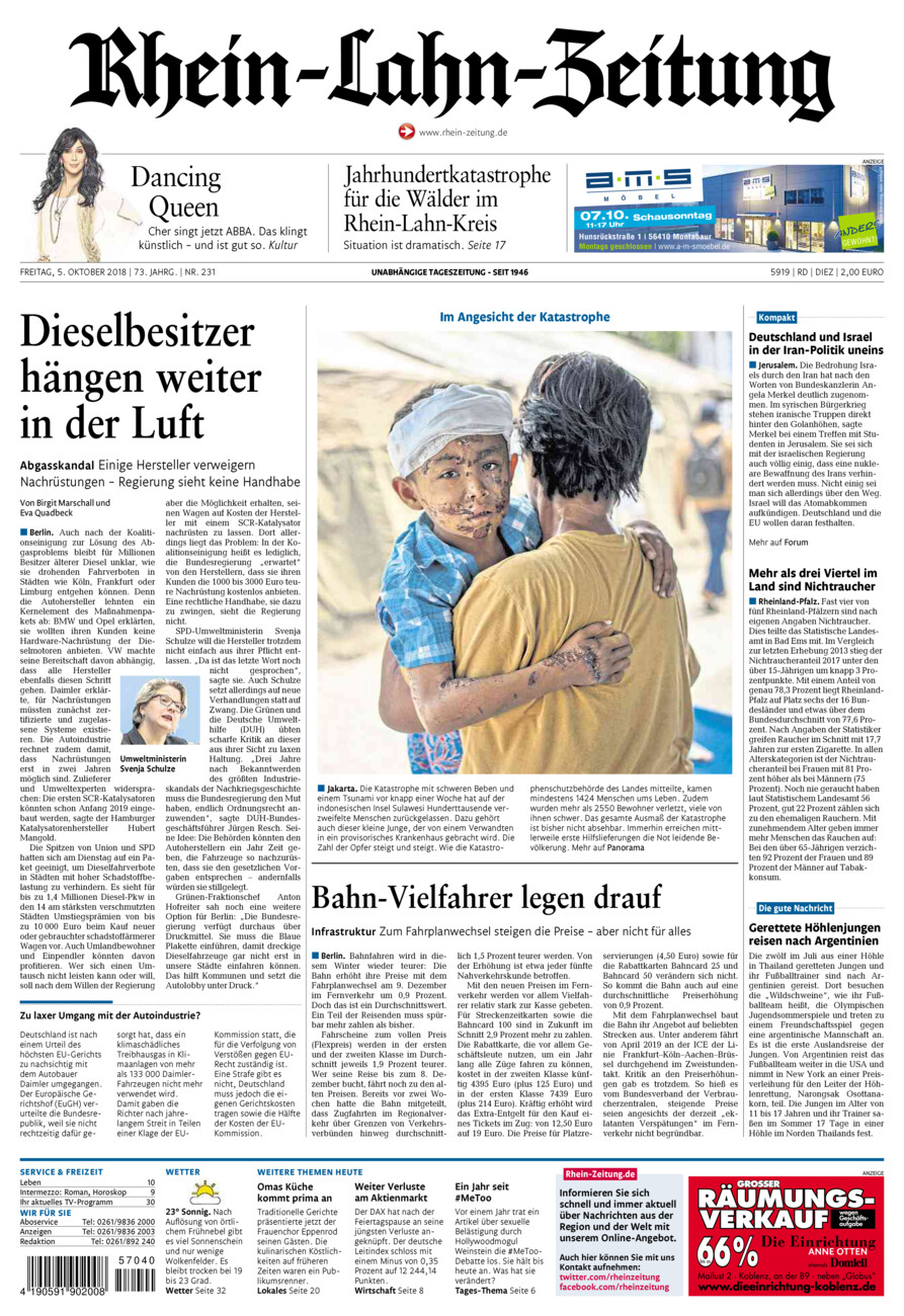 Rhein-Lahn-Zeitung Diez (Archiv) vom Freitag, 05.10.2018