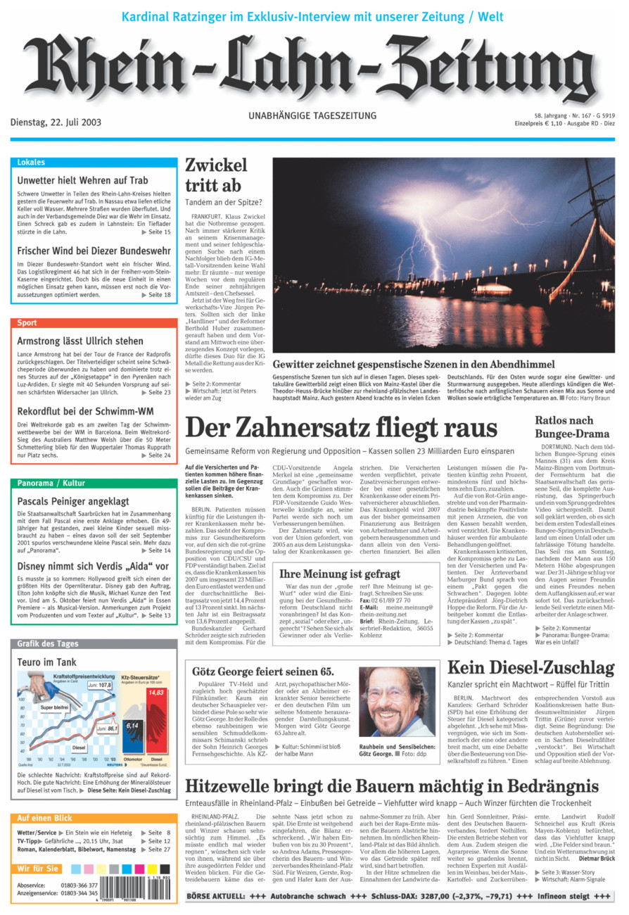 Rhein-Lahn-Zeitung Diez (Archiv) vom Dienstag, 22.07.2003