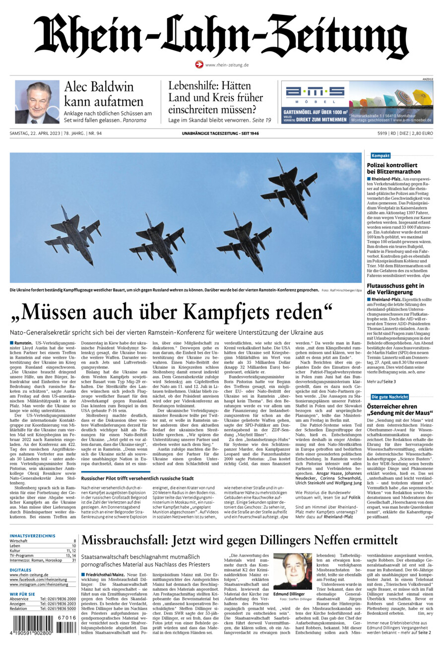 Rhein-Lahn-Zeitung Diez (Archiv) vom Samstag, 22.04.2023