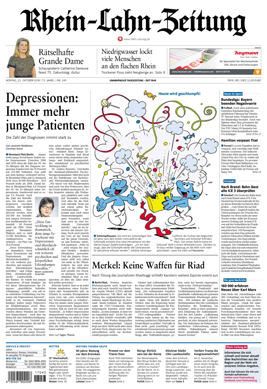 Rhein-Lahn-Zeitung Diez (Archiv) vom Montag, 22.10.2018