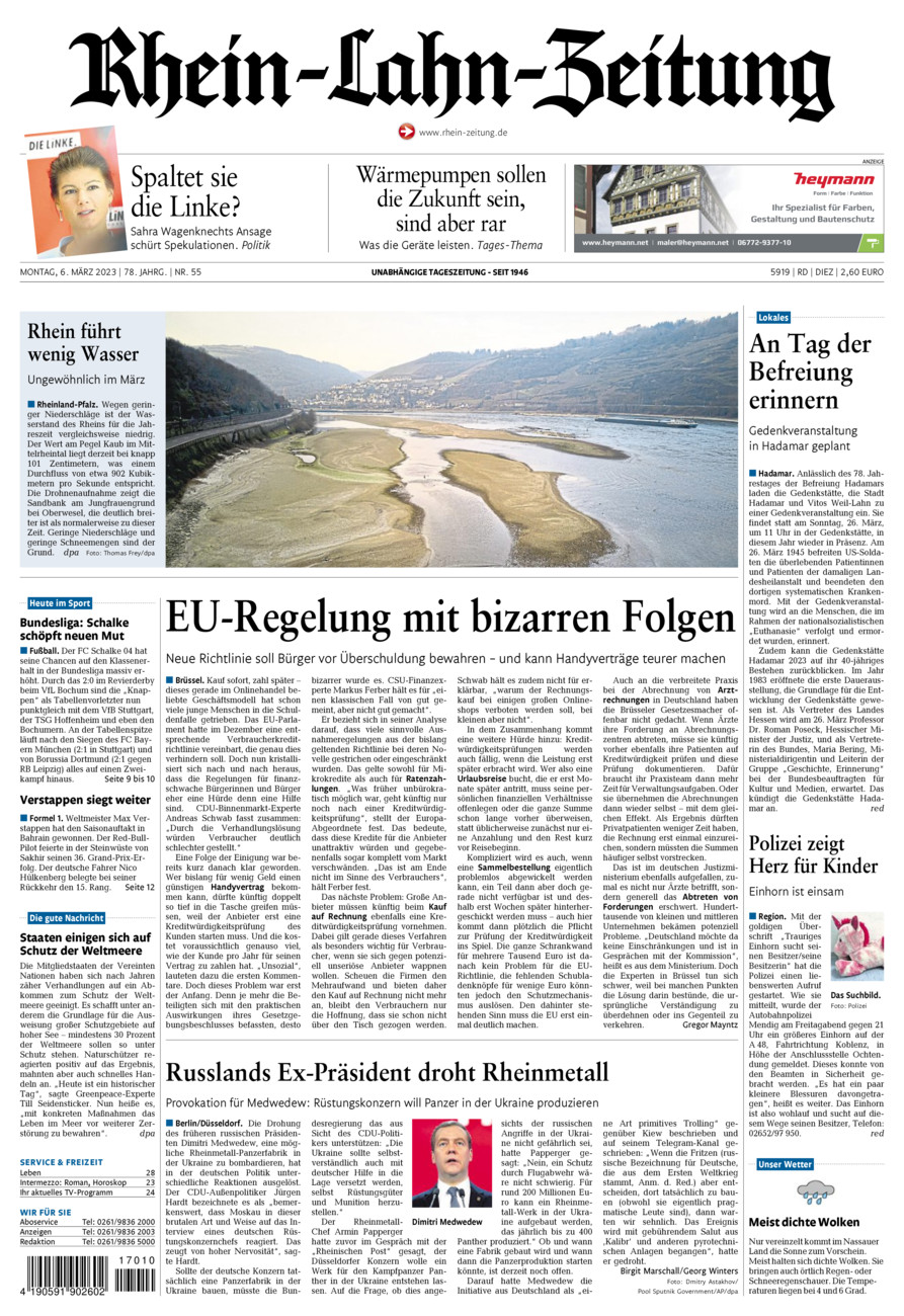Rhein-Lahn-Zeitung Diez (Archiv) vom Montag, 06.03.2023