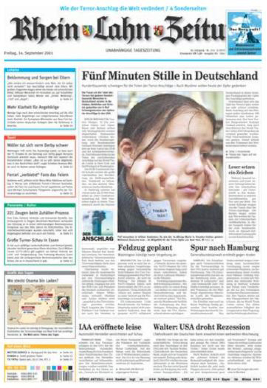 Rhein-Lahn-Zeitung Diez (Archiv) vom Freitag, 14.09.2001