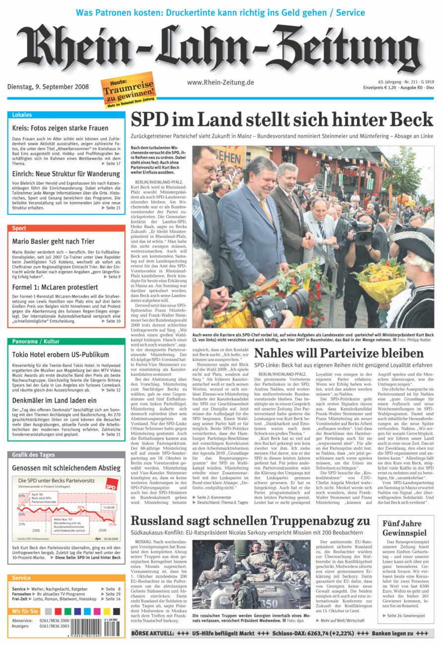 Rhein-Lahn-Zeitung Diez (Archiv) vom Dienstag, 09.09.2008