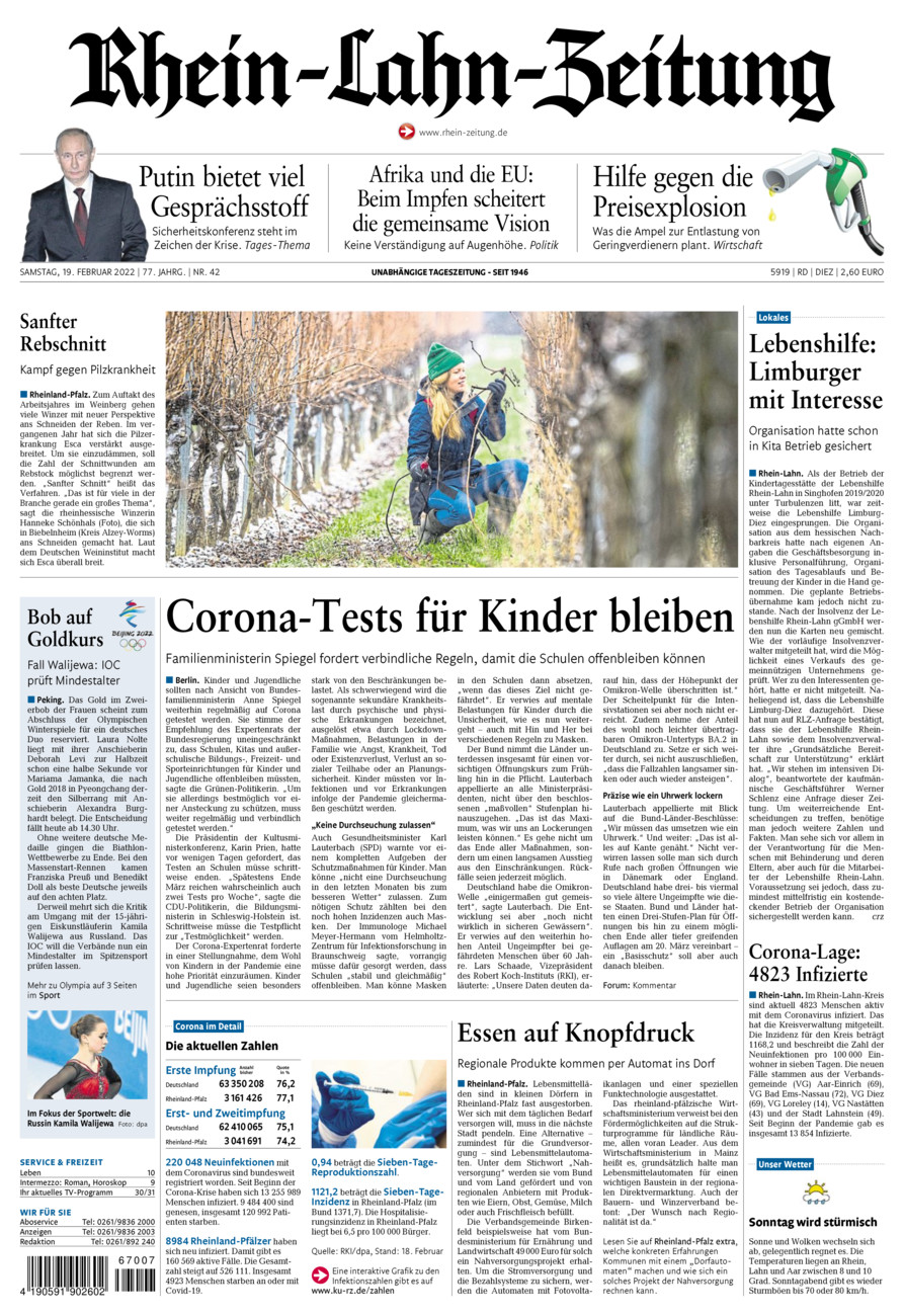 Rhein-Lahn-Zeitung Diez (Archiv) vom Samstag, 19.02.2022