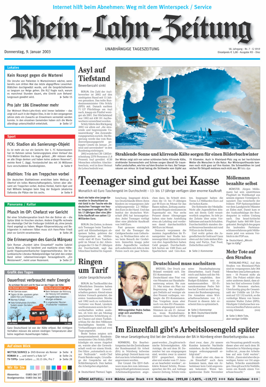 Rhein-Lahn-Zeitung Diez (Archiv) vom Donnerstag, 09.01.2003