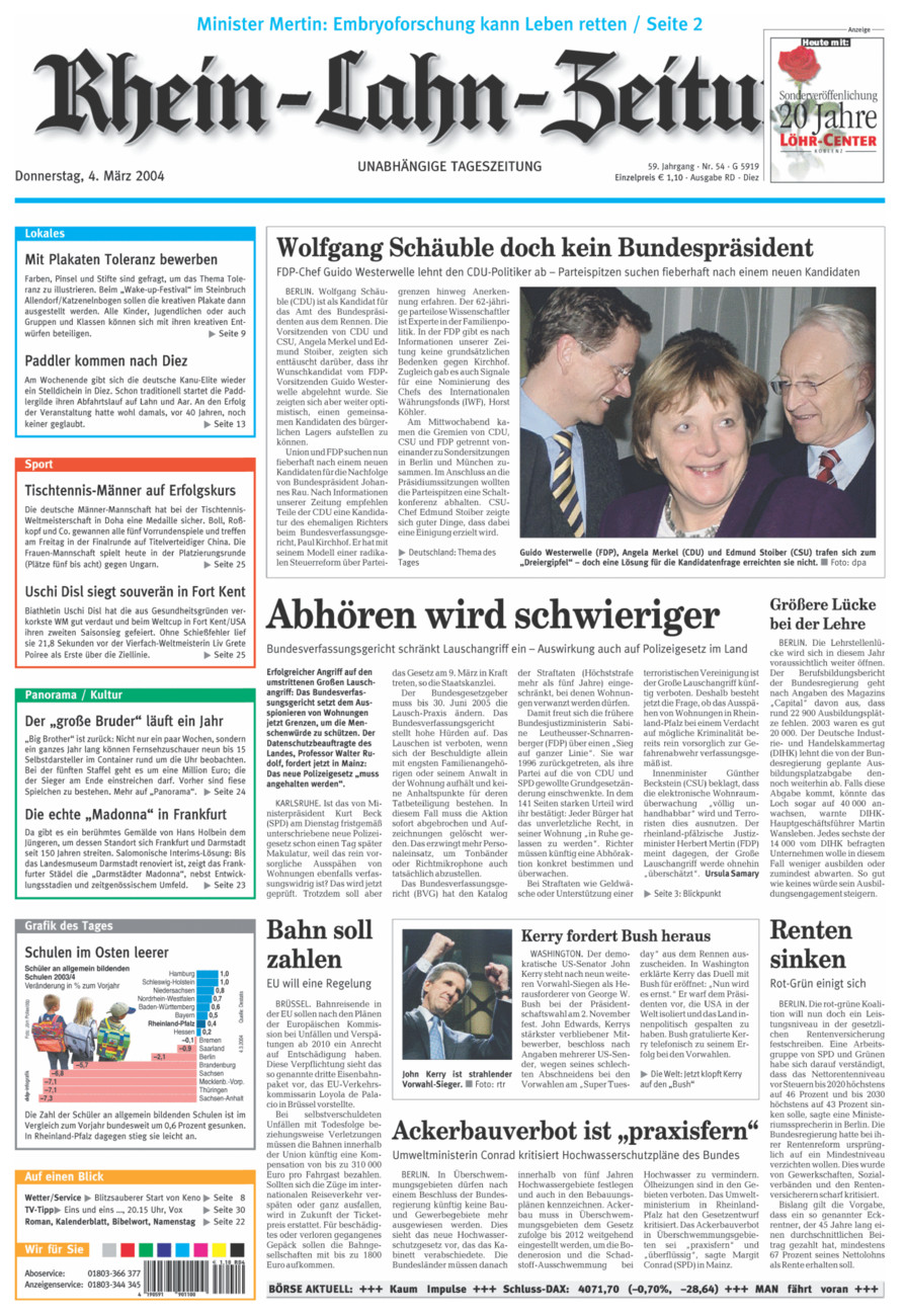 Rhein-Lahn-Zeitung Diez (Archiv) vom Donnerstag, 04.03.2004