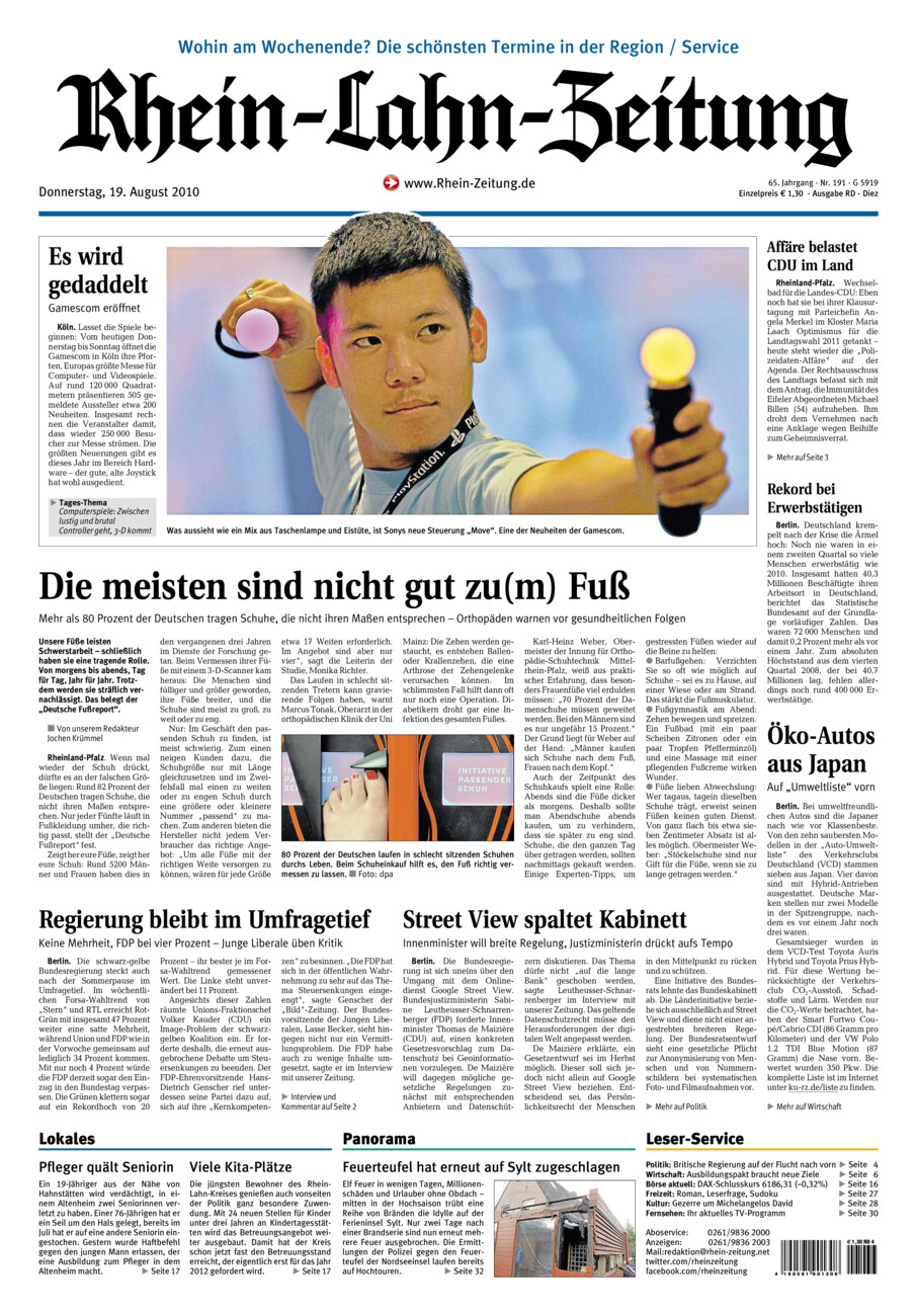 Rhein-Lahn-Zeitung Diez (Archiv) vom Donnerstag, 19.08.2010