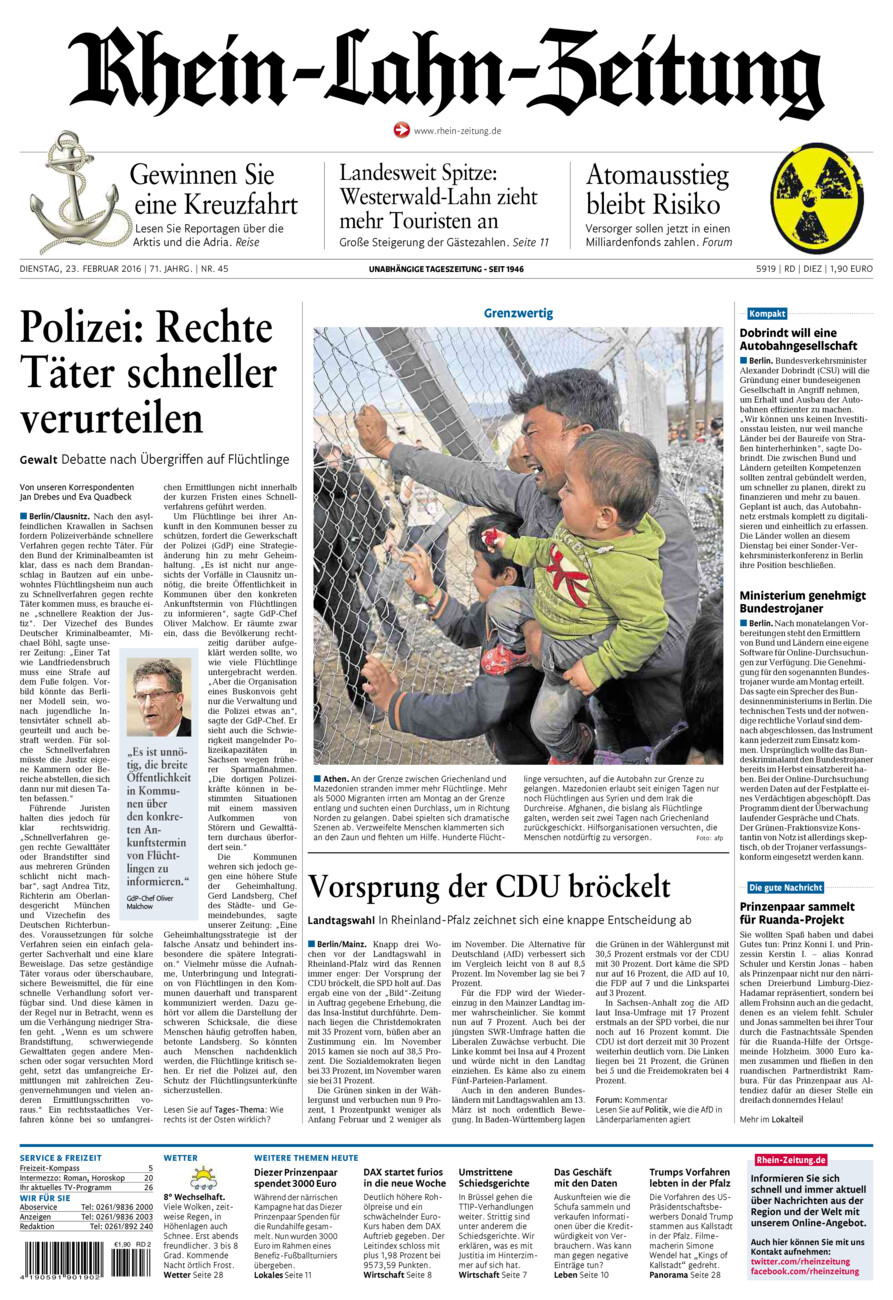Rhein-Lahn-Zeitung Diez (Archiv) vom Dienstag, 23.02.2016