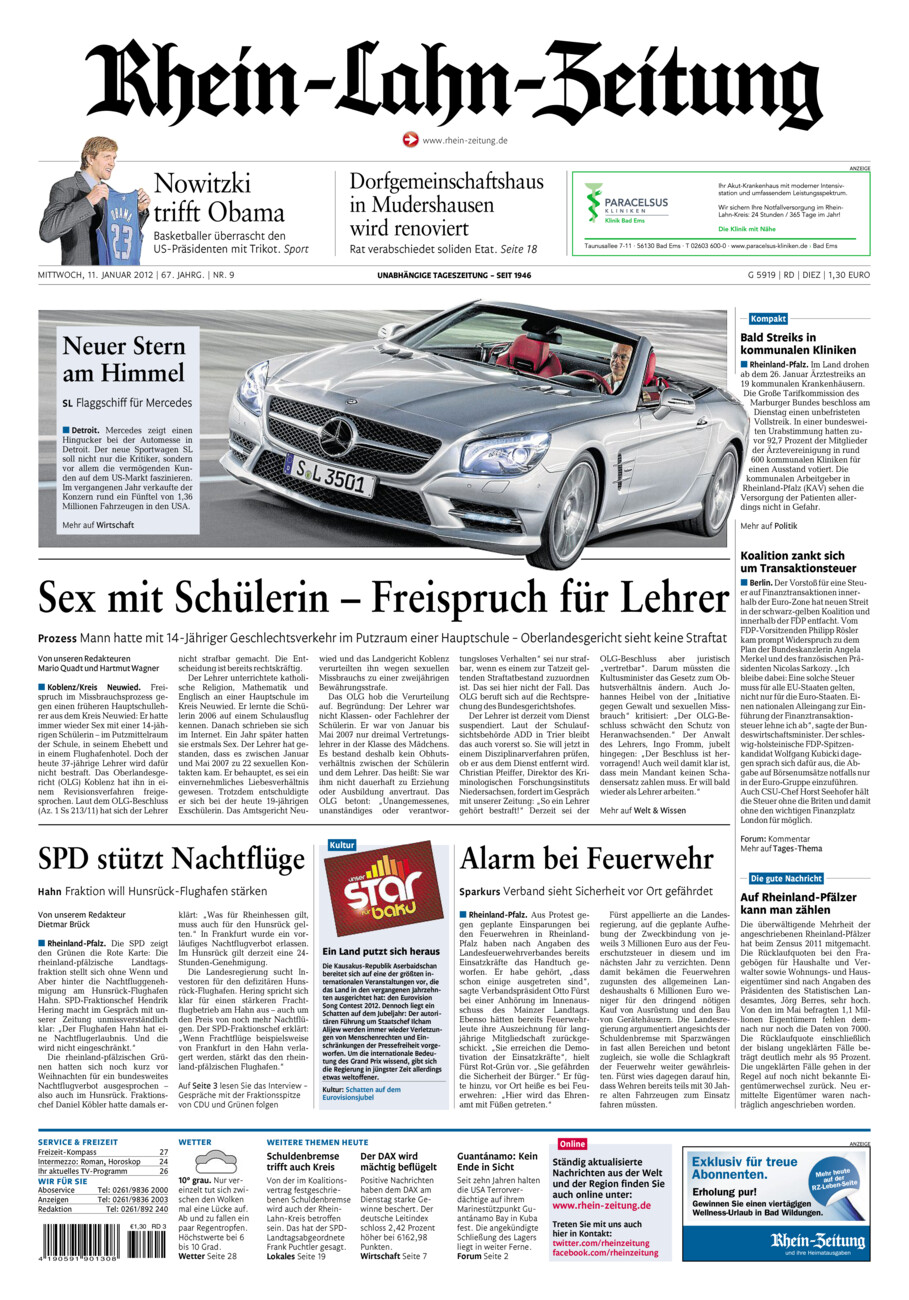 Rhein-Lahn-Zeitung Diez (Archiv) vom Mittwoch, 11.01.2012