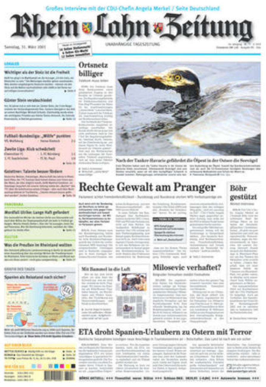 Rhein-Lahn-Zeitung Diez (Archiv) vom Samstag, 31.03.2001