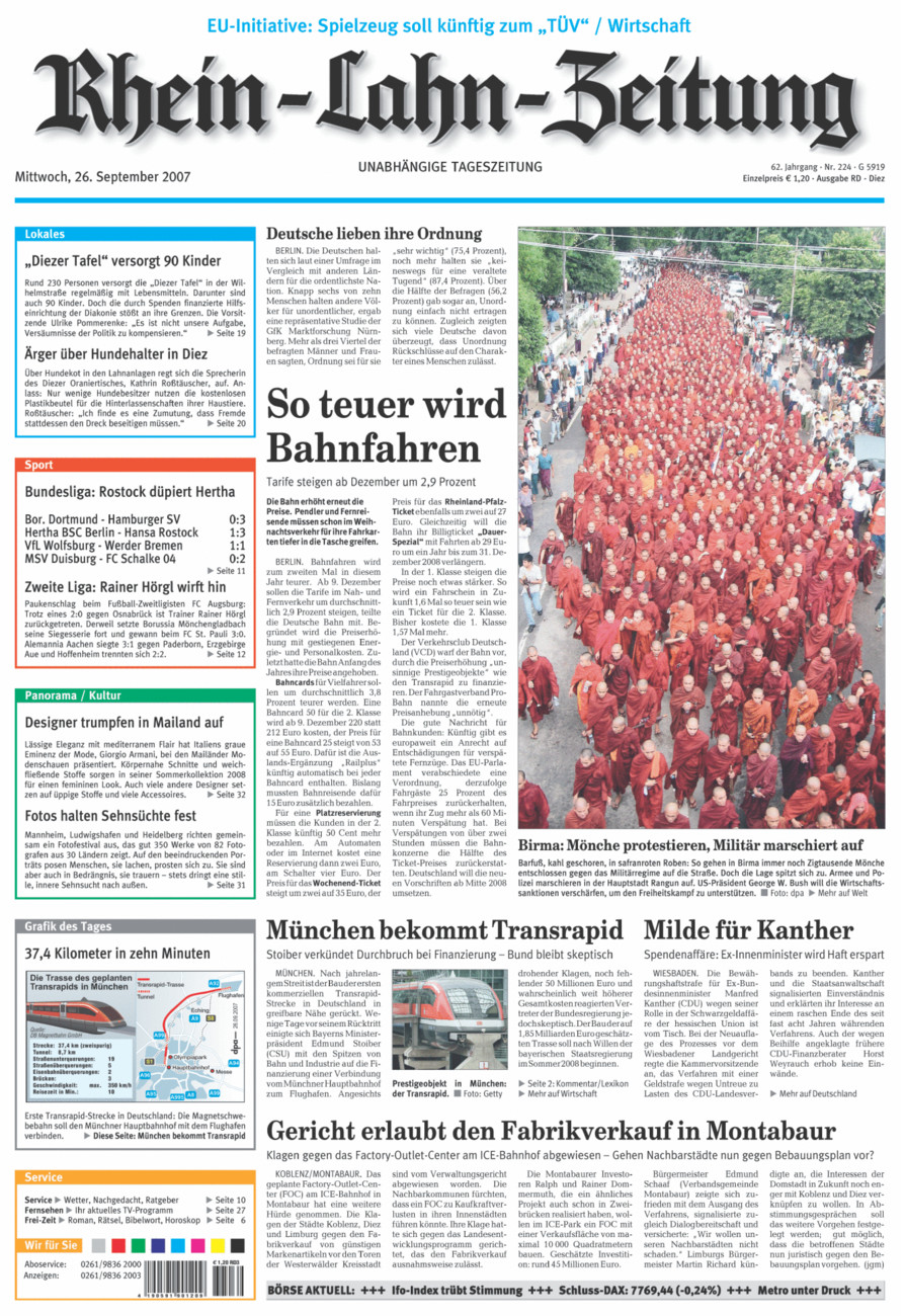 Rhein-Lahn-Zeitung Diez (Archiv) vom Mittwoch, 26.09.2007