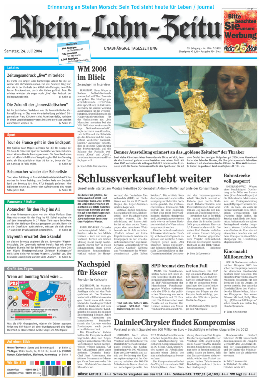 Rhein-Lahn-Zeitung Diez (Archiv) vom Samstag, 24.07.2004
