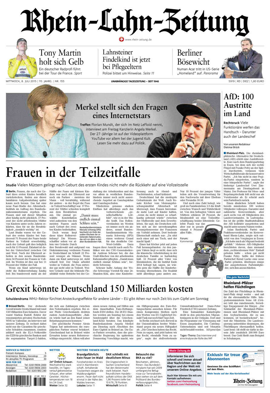 Rhein-Lahn-Zeitung Diez (Archiv) vom Mittwoch, 08.07.2015