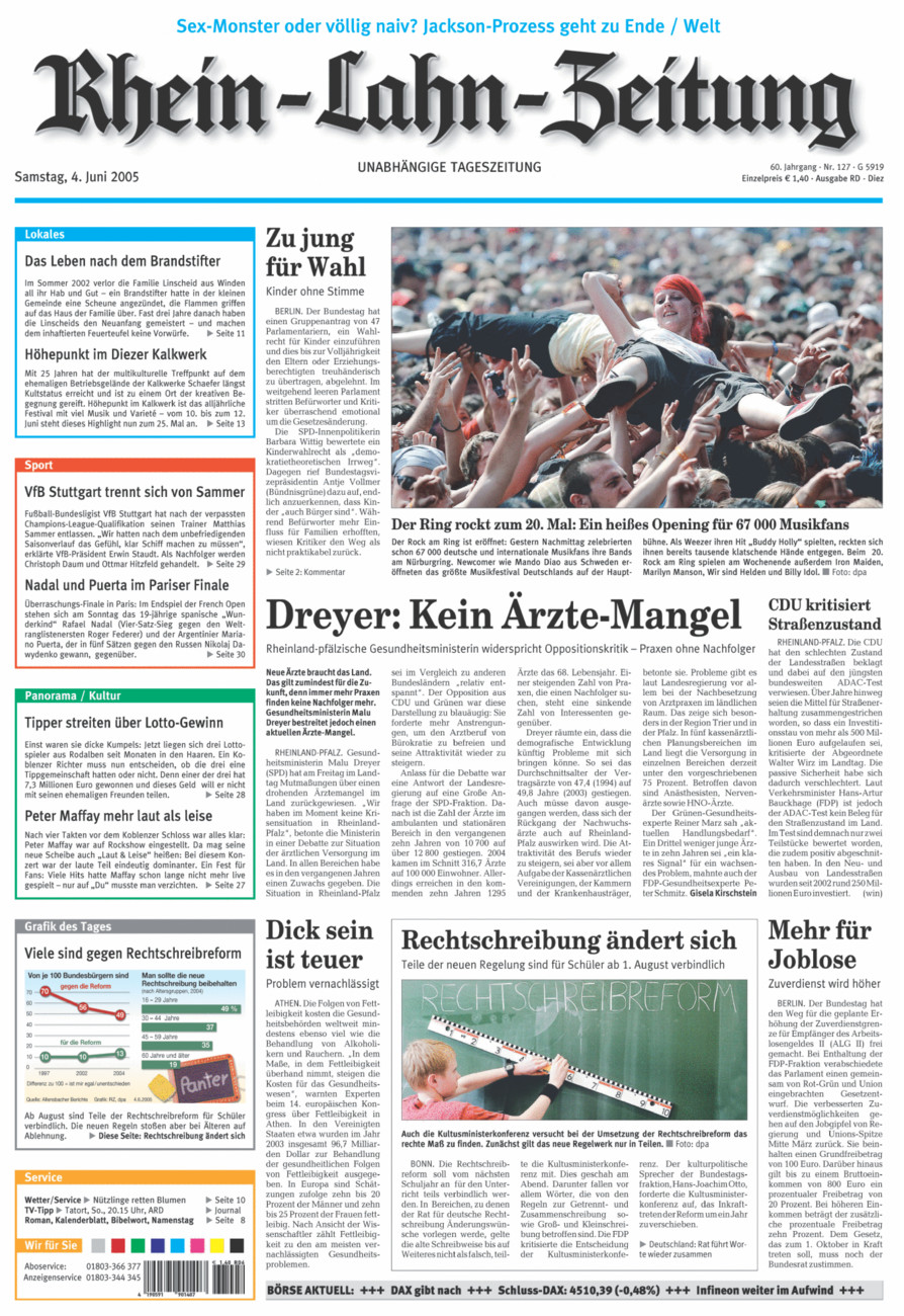 Rhein-Lahn-Zeitung Diez (Archiv) vom Samstag, 04.06.2005