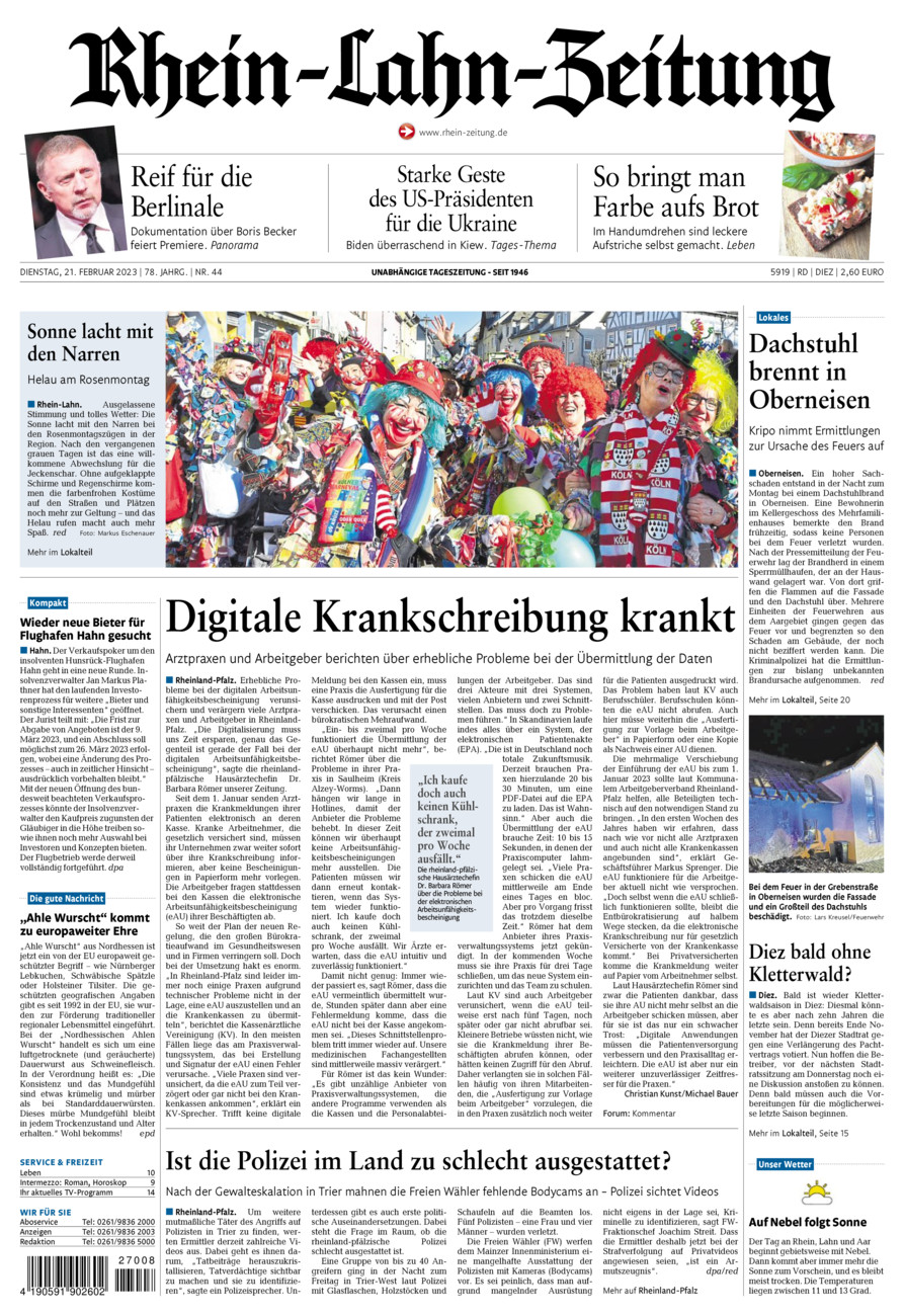 Rhein-Lahn-Zeitung Diez (Archiv) vom Dienstag, 21.02.2023