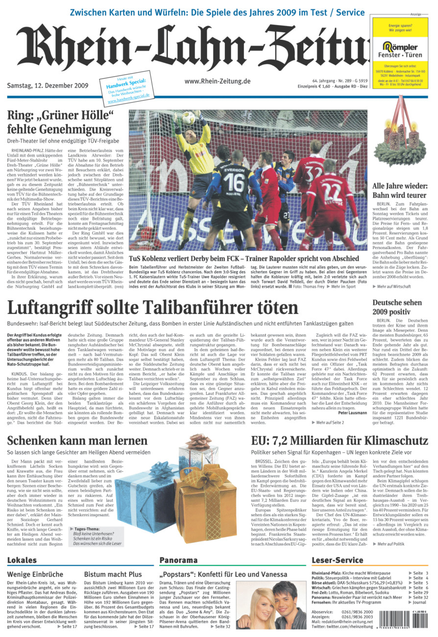 Rhein-Lahn-Zeitung Diez (Archiv) vom Samstag, 12.12.2009