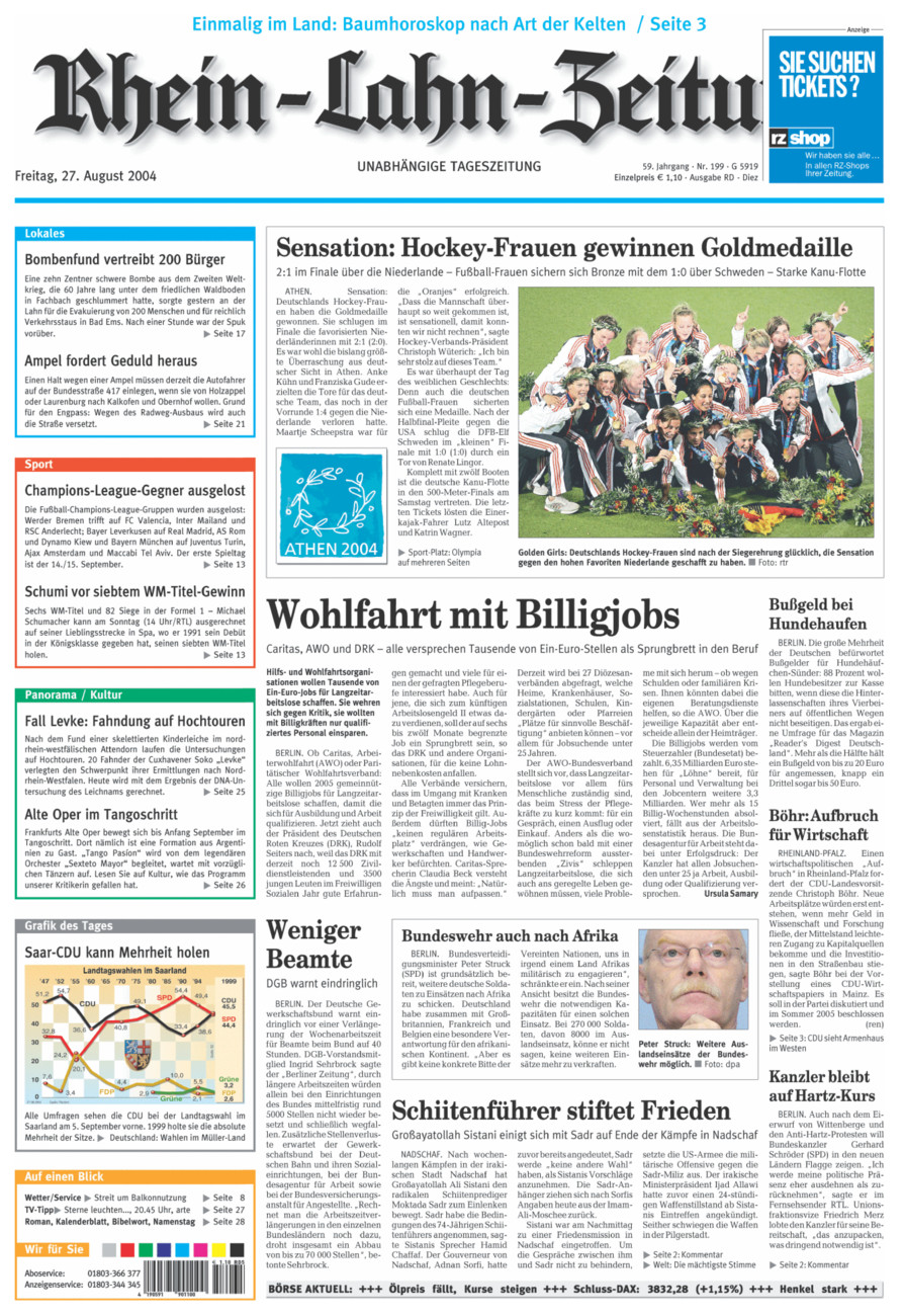 Rhein-Lahn-Zeitung Diez (Archiv) vom Freitag, 27.08.2004