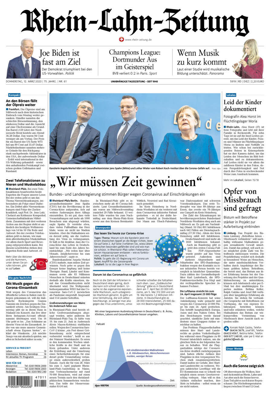 Rhein-Lahn-Zeitung Diez (Archiv) vom Donnerstag, 12.03.2020