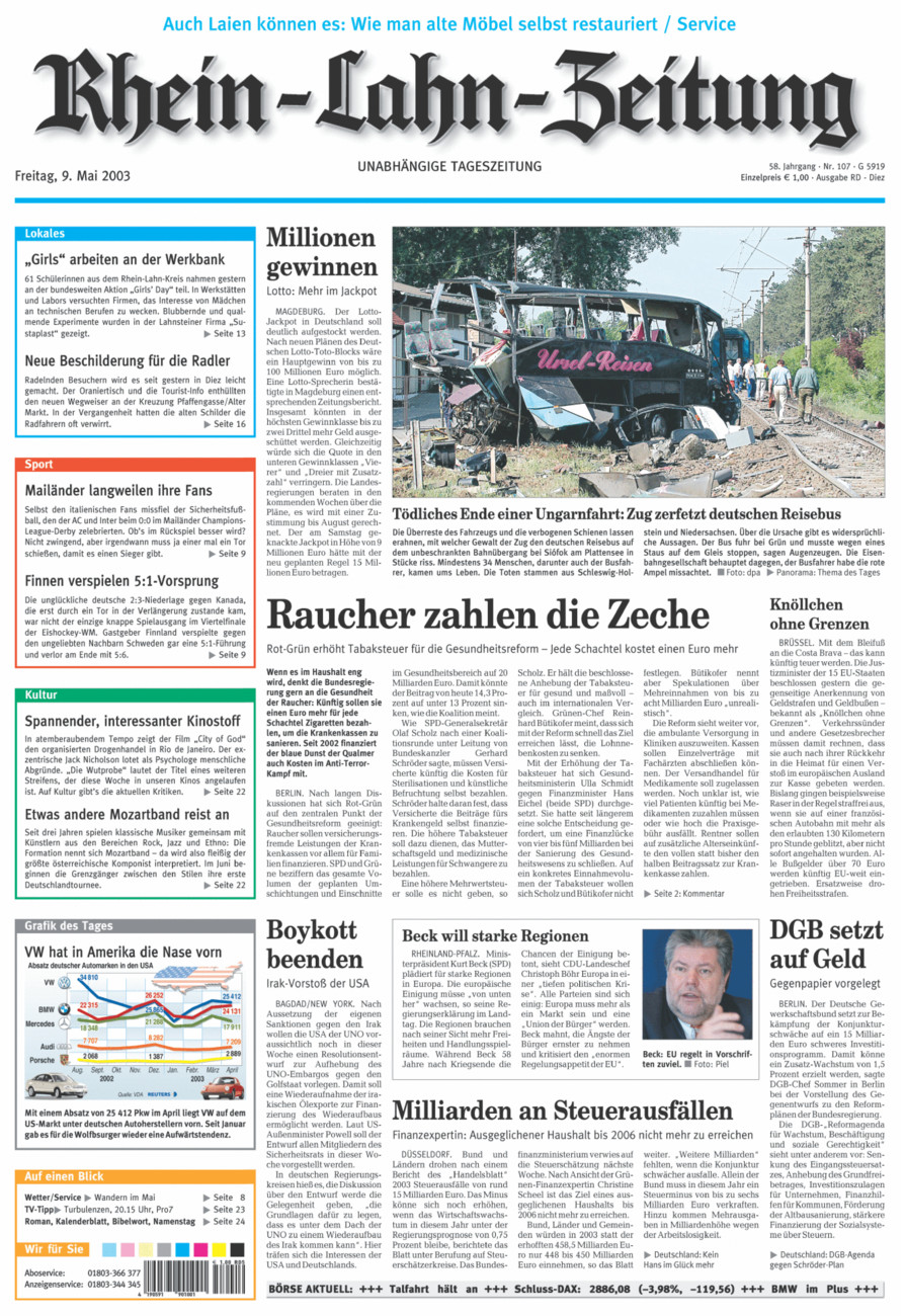Rhein-Lahn-Zeitung Diez (Archiv) vom Freitag, 09.05.2003