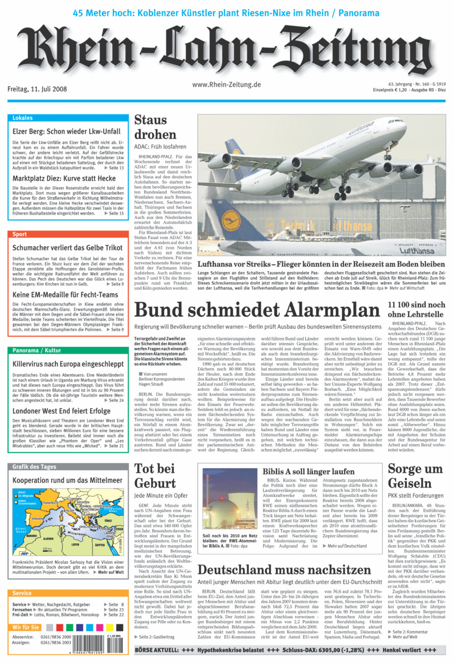 Rhein-Lahn-Zeitung Diez (Archiv) vom Freitag, 11.07.2008