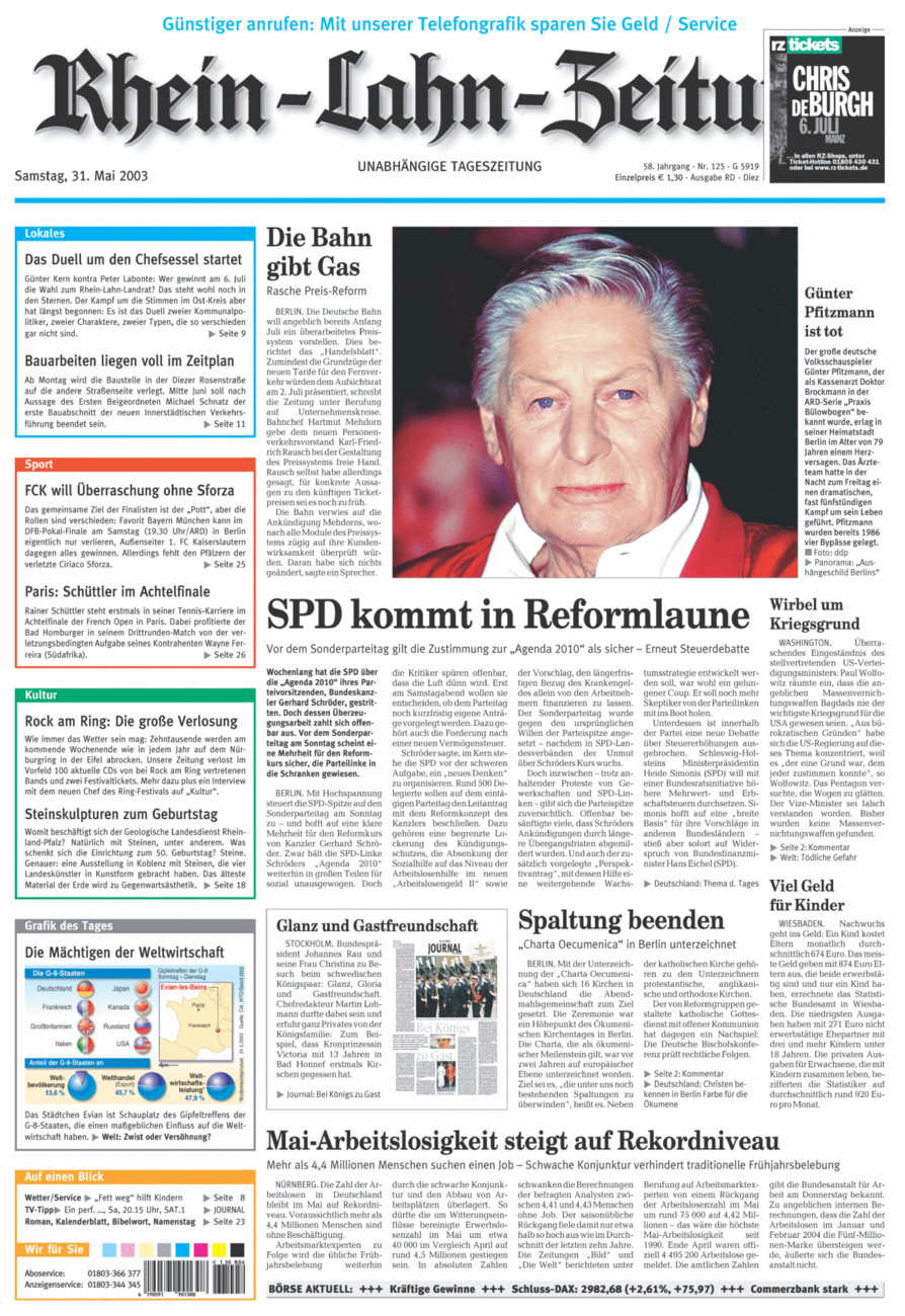 Rhein-Lahn-Zeitung Diez (Archiv) vom Samstag, 31.05.2003
