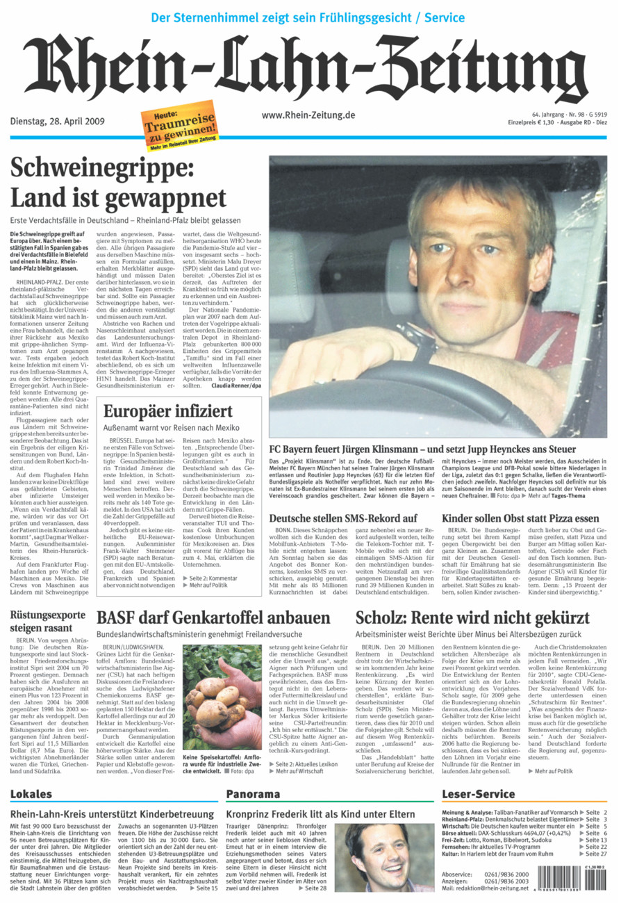 Rhein-Lahn-Zeitung Diez (Archiv) vom Dienstag, 28.04.2009