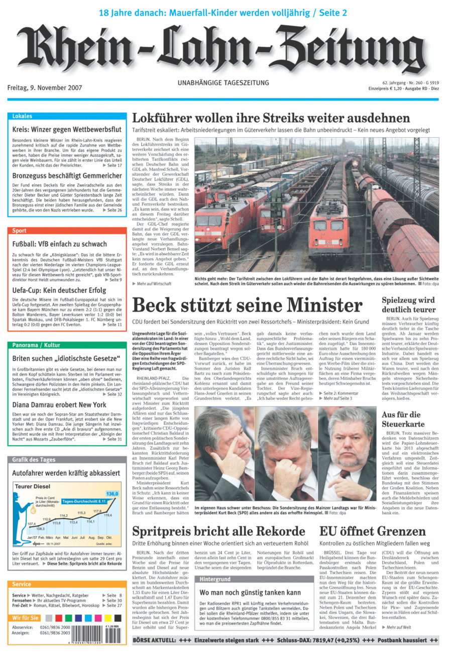 Rhein-Lahn-Zeitung Diez (Archiv) vom Freitag, 09.11.2007