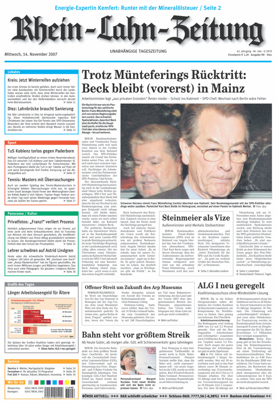 Rhein-Lahn-Zeitung Diez (Archiv) vom Mittwoch, 14.11.2007