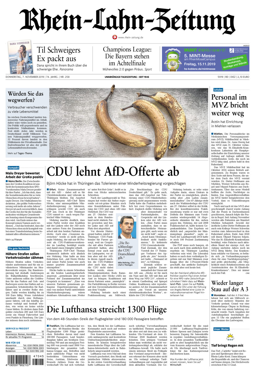 Rhein-Lahn-Zeitung Diez (Archiv) vom Donnerstag, 07.11.2019