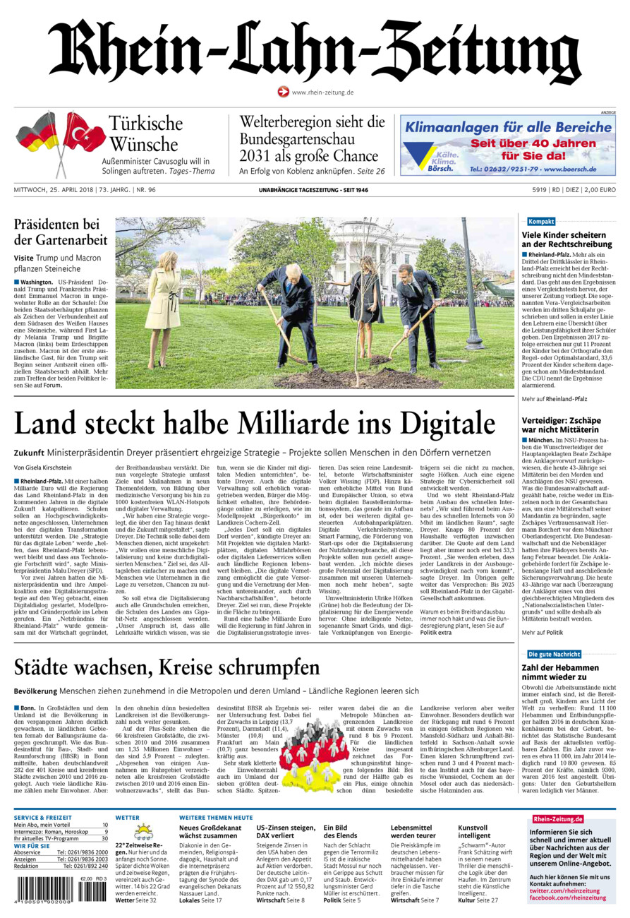 Rhein-Lahn-Zeitung Diez (Archiv) vom Mittwoch, 25.04.2018