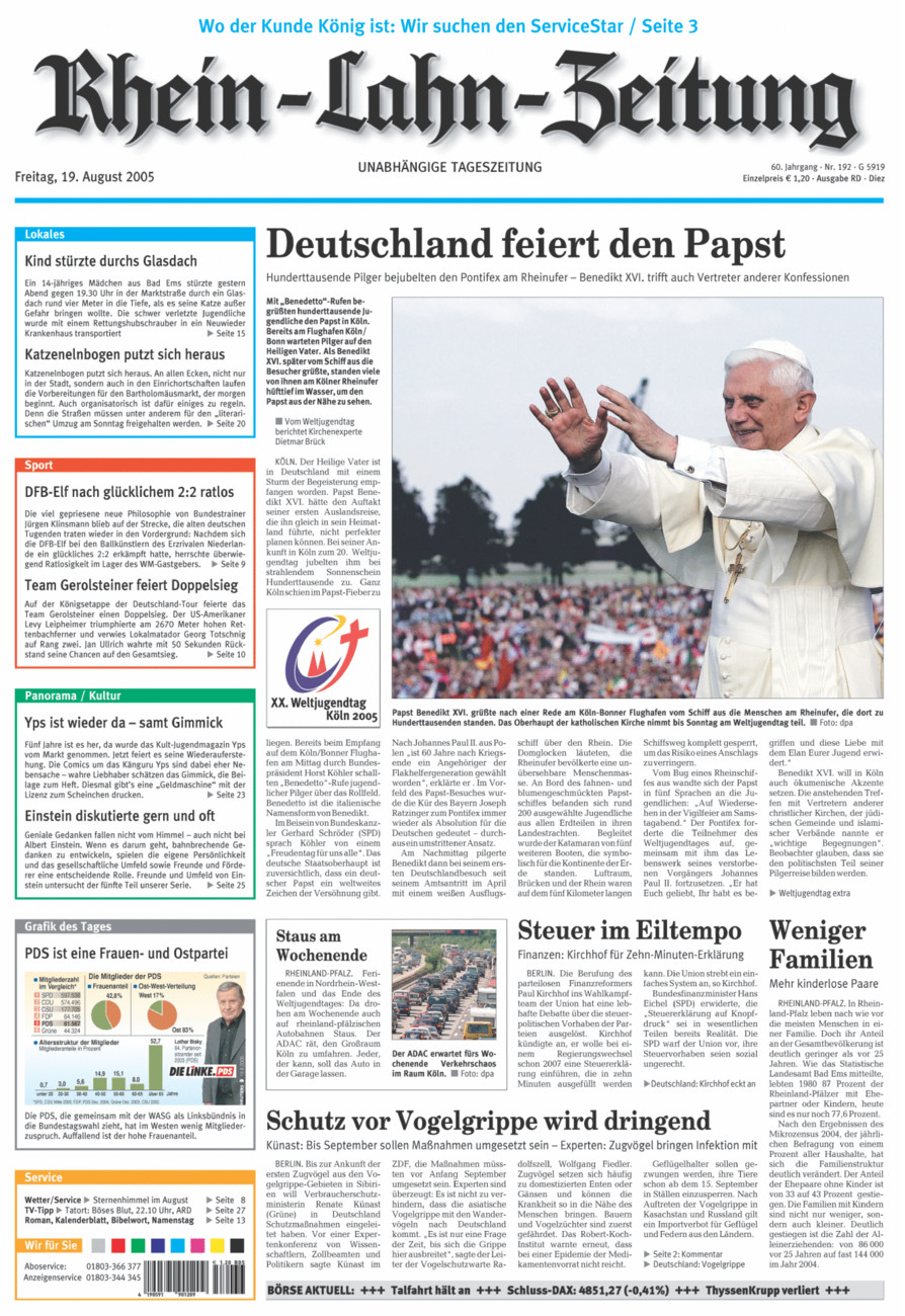 Rhein-Lahn-Zeitung Diez (Archiv) vom Freitag, 19.08.2005