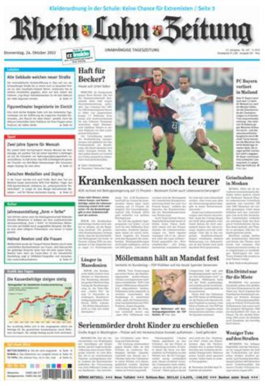Rhein-Lahn-Zeitung Diez (Archiv) vom Donnerstag, 24.10.2002