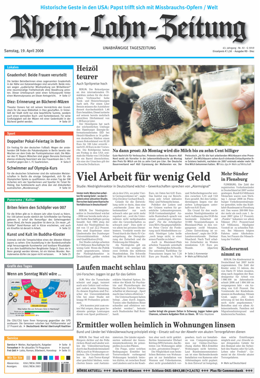 Rhein-Lahn-Zeitung Diez (Archiv) vom Samstag, 19.04.2008