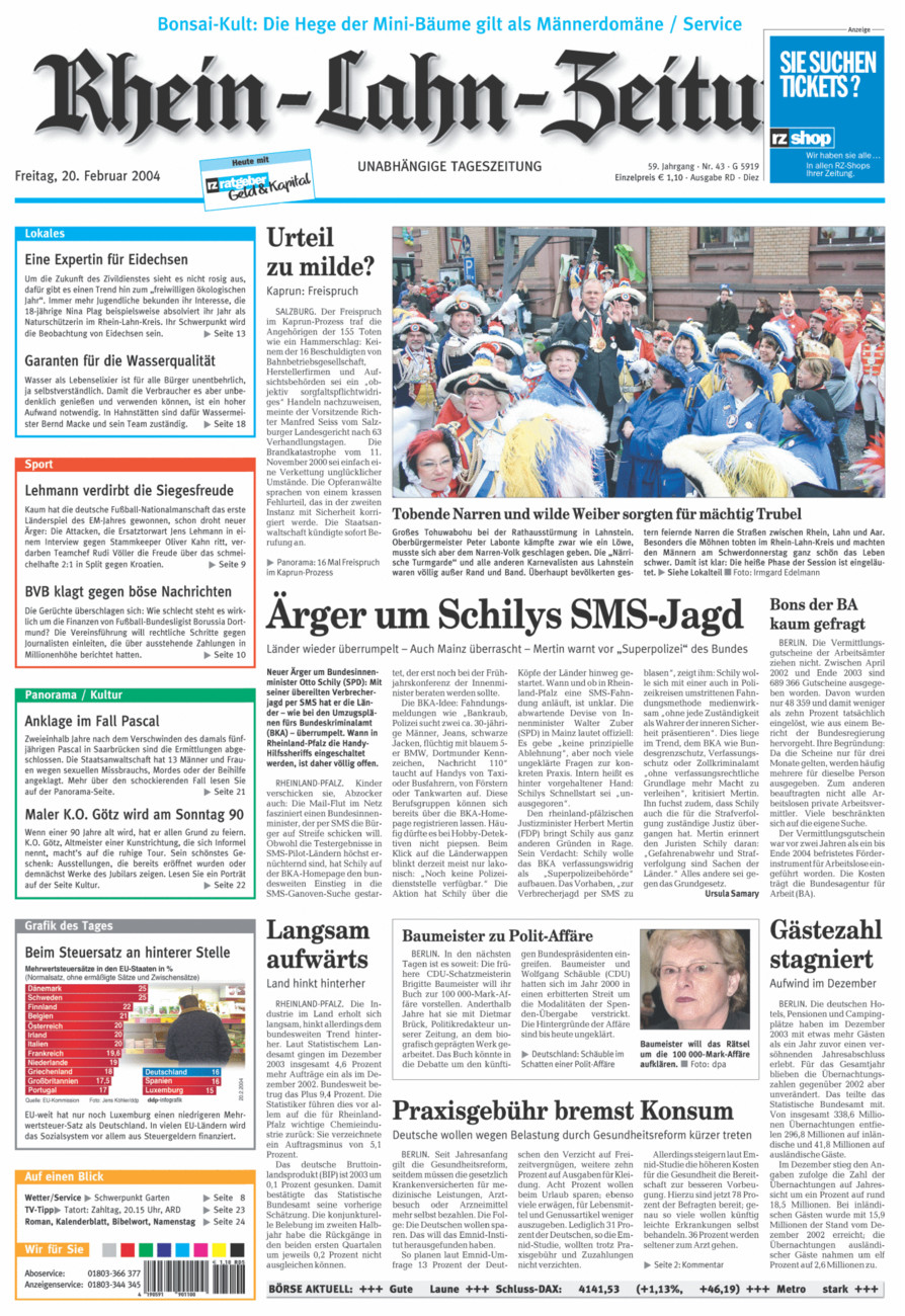 Rhein-Lahn-Zeitung Diez (Archiv) vom Freitag, 20.02.2004