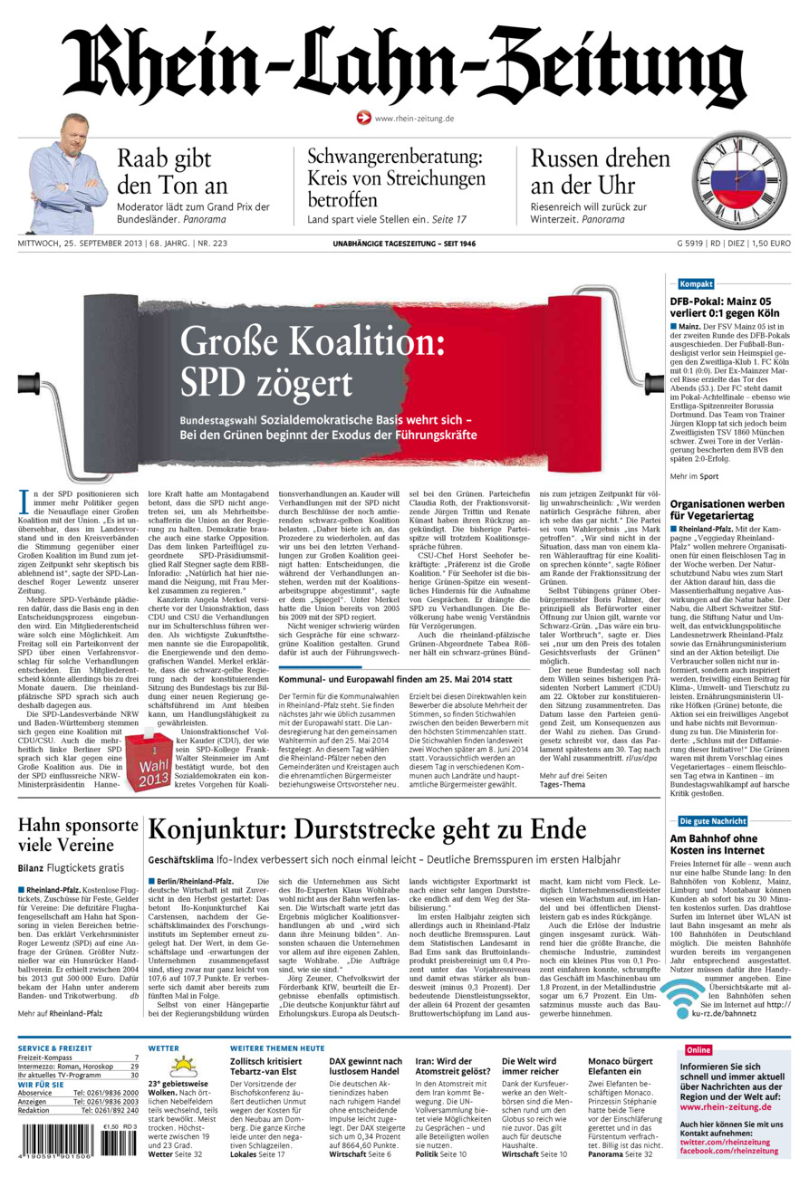 Rhein-Lahn-Zeitung Diez (Archiv) vom Mittwoch, 25.09.2013