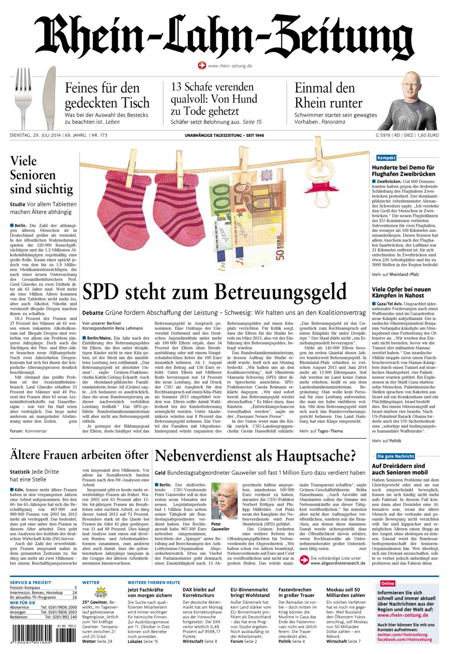 Rhein-Lahn-Zeitung Diez (Archiv) vom Dienstag, 29.07.2014