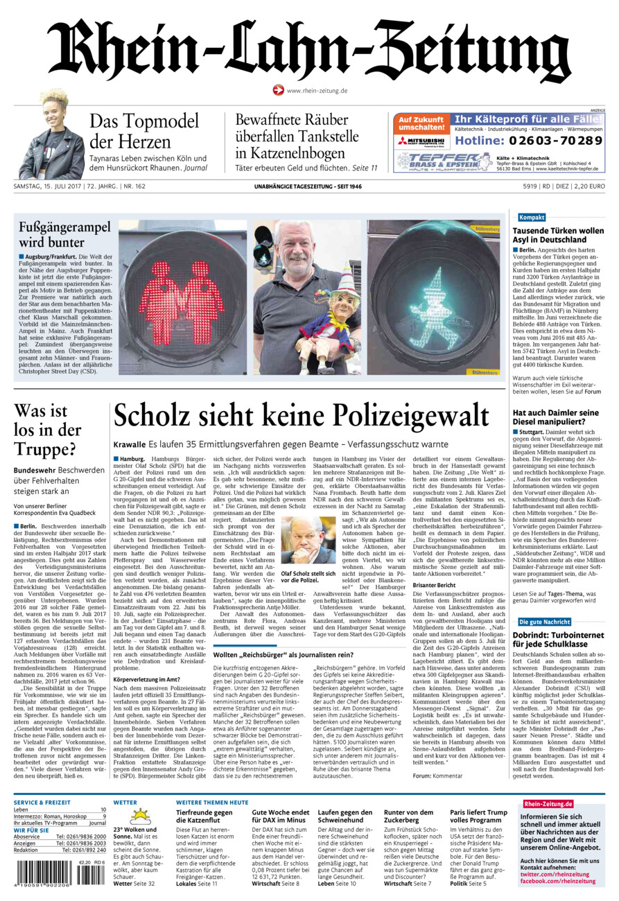 Rhein-Lahn-Zeitung Diez (Archiv) vom Samstag, 15.07.2017