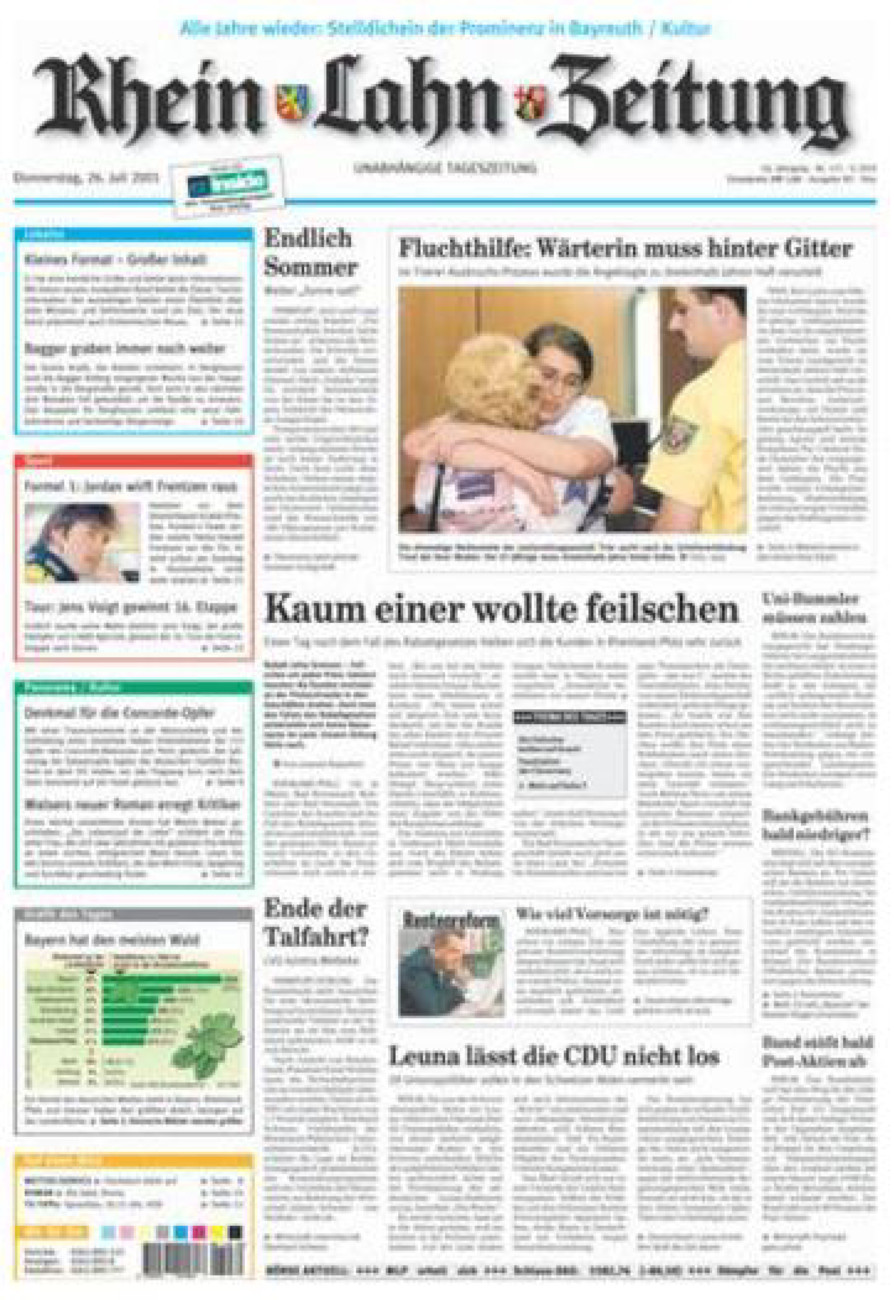 Rhein-Lahn-Zeitung Diez (Archiv) vom Donnerstag, 26.07.2001