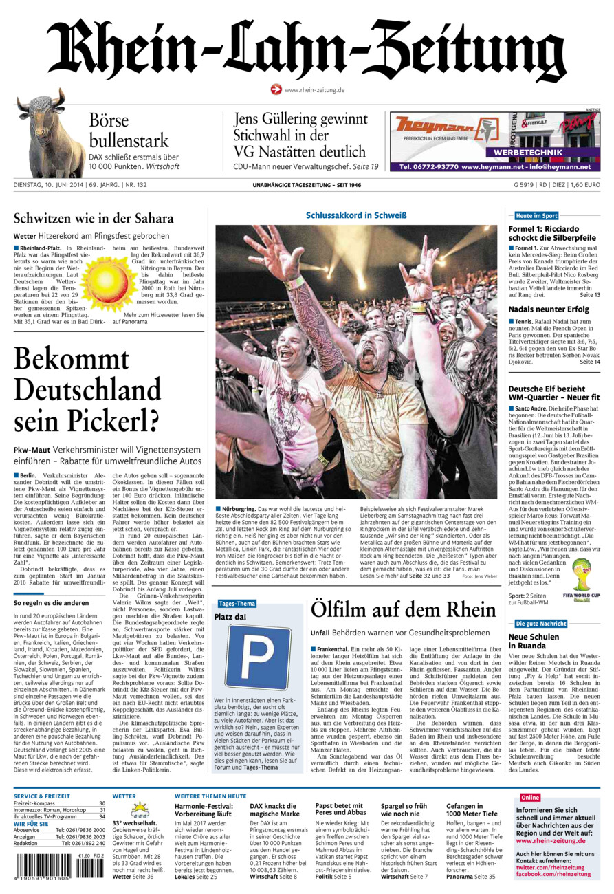 Rhein-Lahn-Zeitung Diez (Archiv) vom Dienstag, 10.06.2014