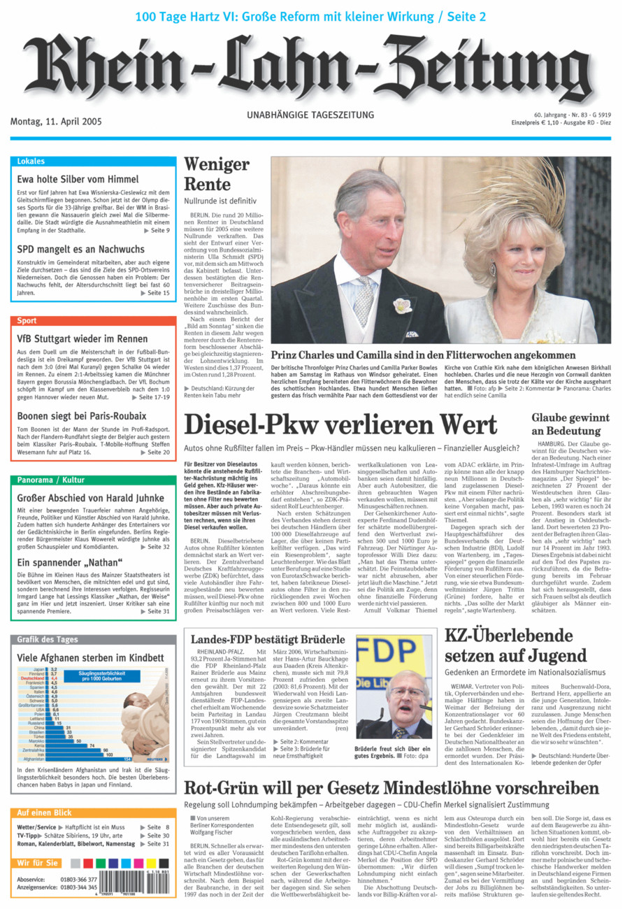 Rhein-Lahn-Zeitung Diez (Archiv) vom Montag, 11.04.2005