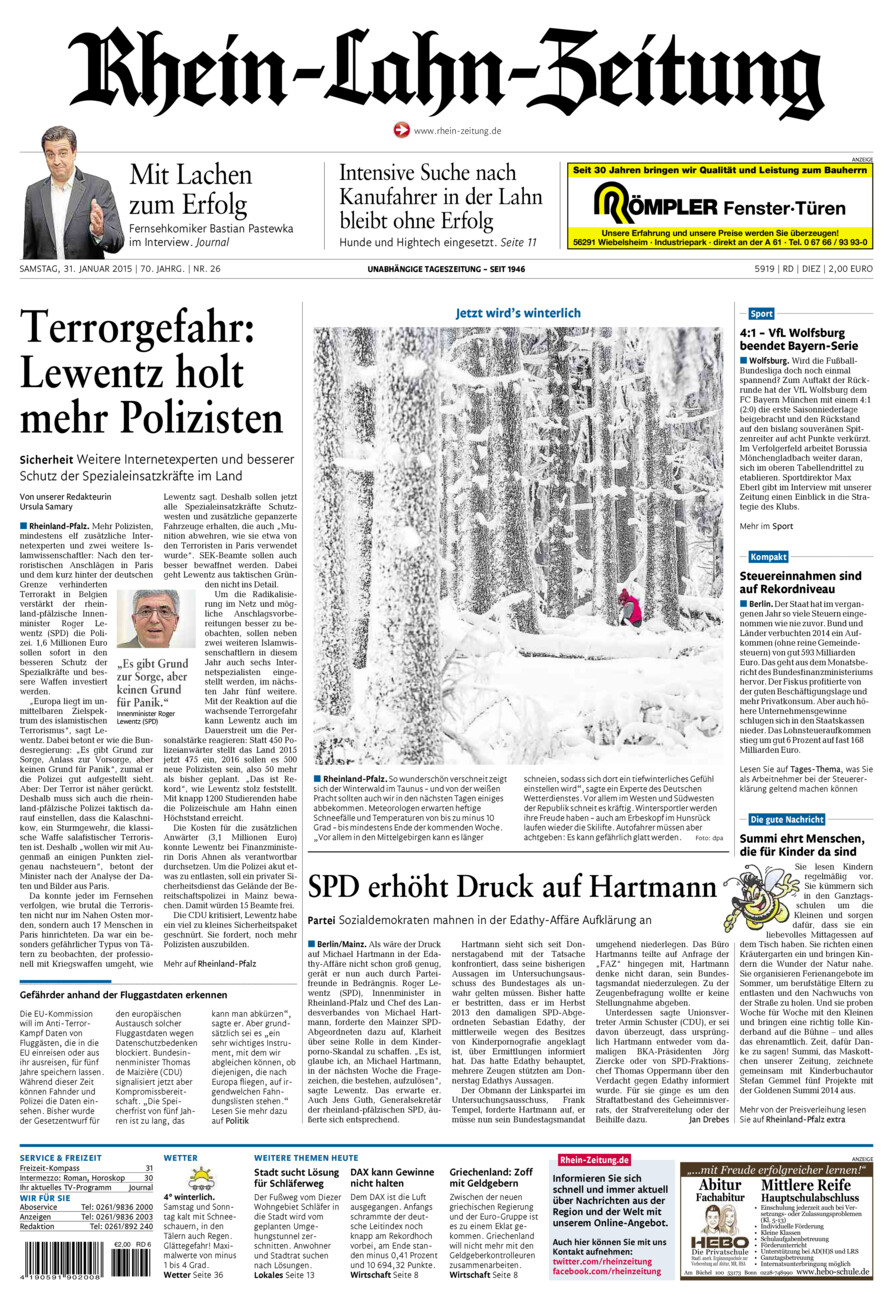 Rhein-Lahn-Zeitung Diez (Archiv) vom Samstag, 31.01.2015