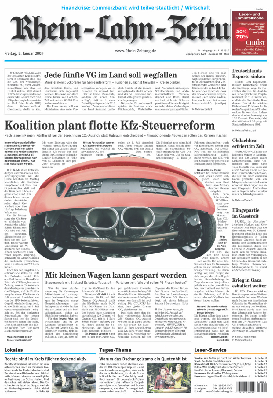 Rhein-Lahn-Zeitung Diez (Archiv) vom Freitag, 09.01.2009