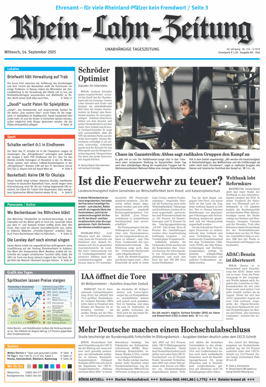 Rhein-Lahn-Zeitung Diez (Archiv) vom Mittwoch, 14.09.2005