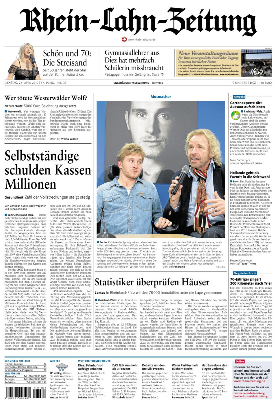 Rhein-Lahn-Zeitung Diez (Archiv) vom Dienstag, 24.04.2012