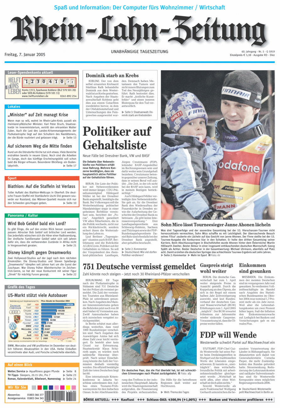 Rhein-Lahn-Zeitung Diez (Archiv) vom Freitag, 07.01.2005