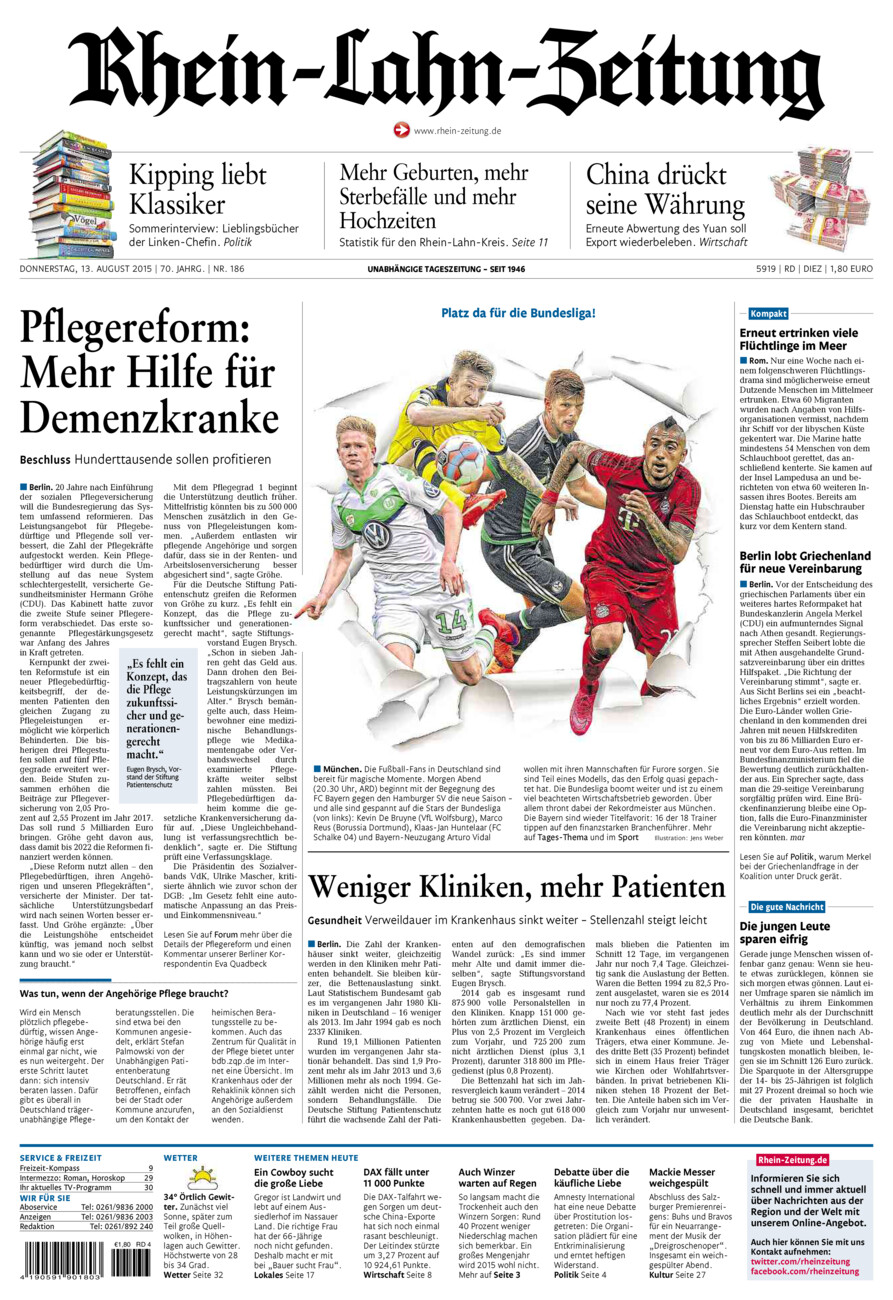 Rhein-Lahn-Zeitung Diez (Archiv) vom Donnerstag, 13.08.2015