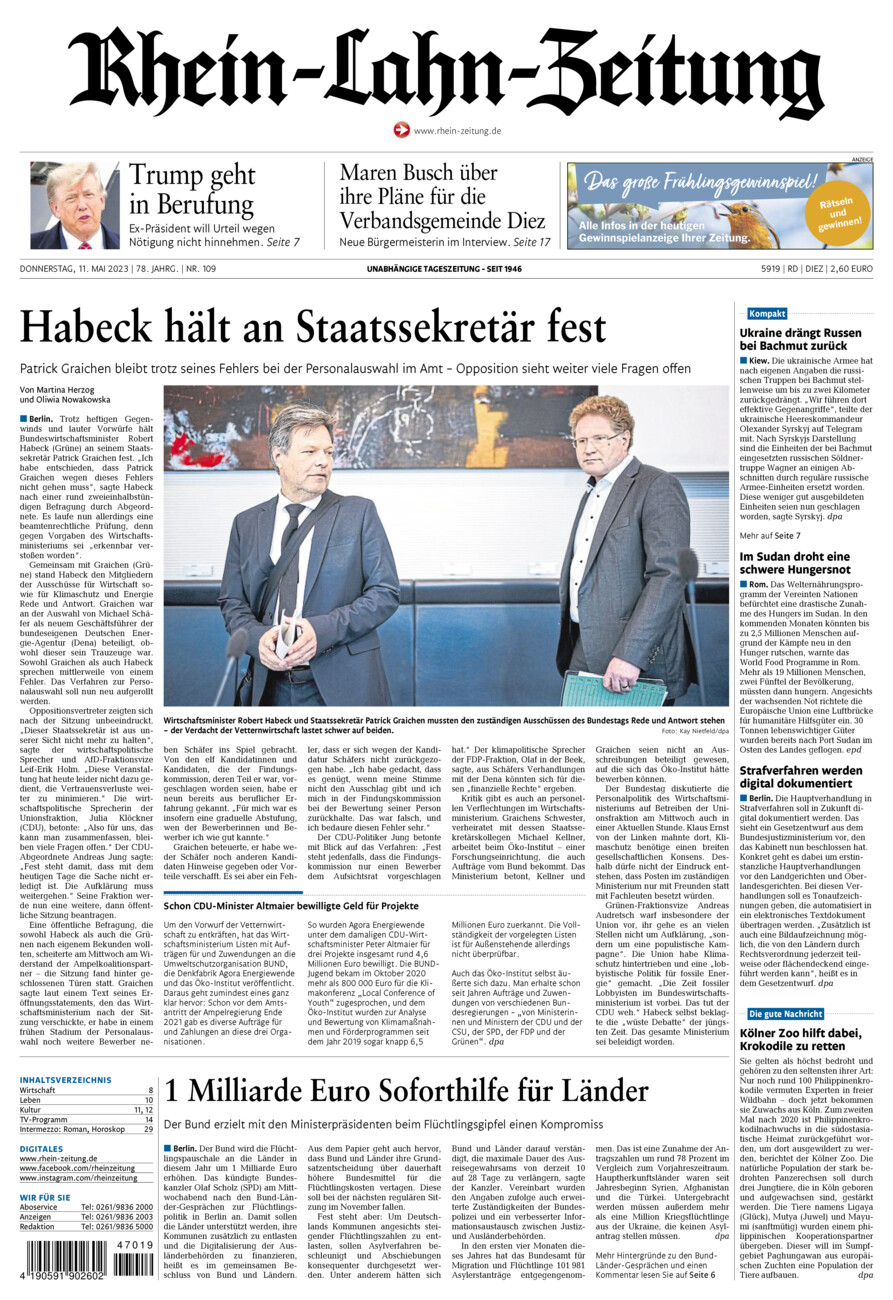 Rhein-Lahn-Zeitung Diez (Archiv) vom Donnerstag, 11.05.2023