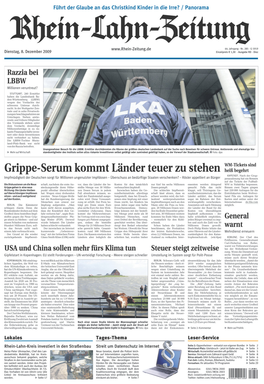 Rhein-Lahn-Zeitung Diez (Archiv) vom Dienstag, 08.12.2009