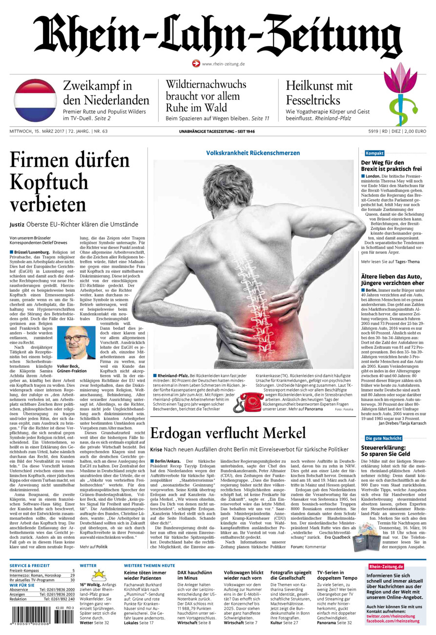 Rhein-Lahn-Zeitung Diez (Archiv) vom Mittwoch, 15.03.2017